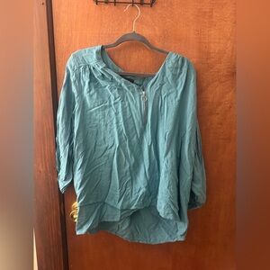 Karen Kane Teal Blouse with Zipper Detail
